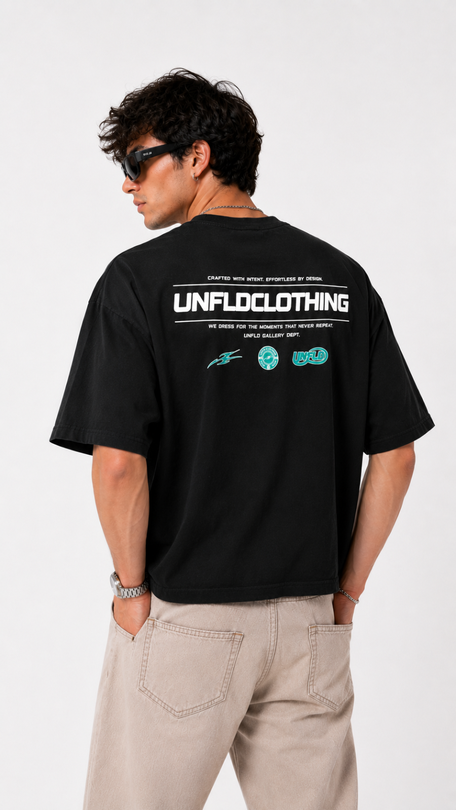 Black Retro Unfld Tee