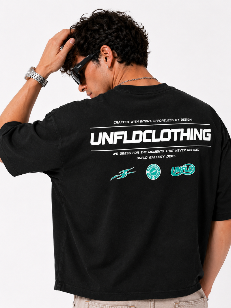 Black Retro Unfld Tee
