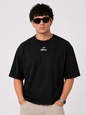 Black Retro Unfld Tee