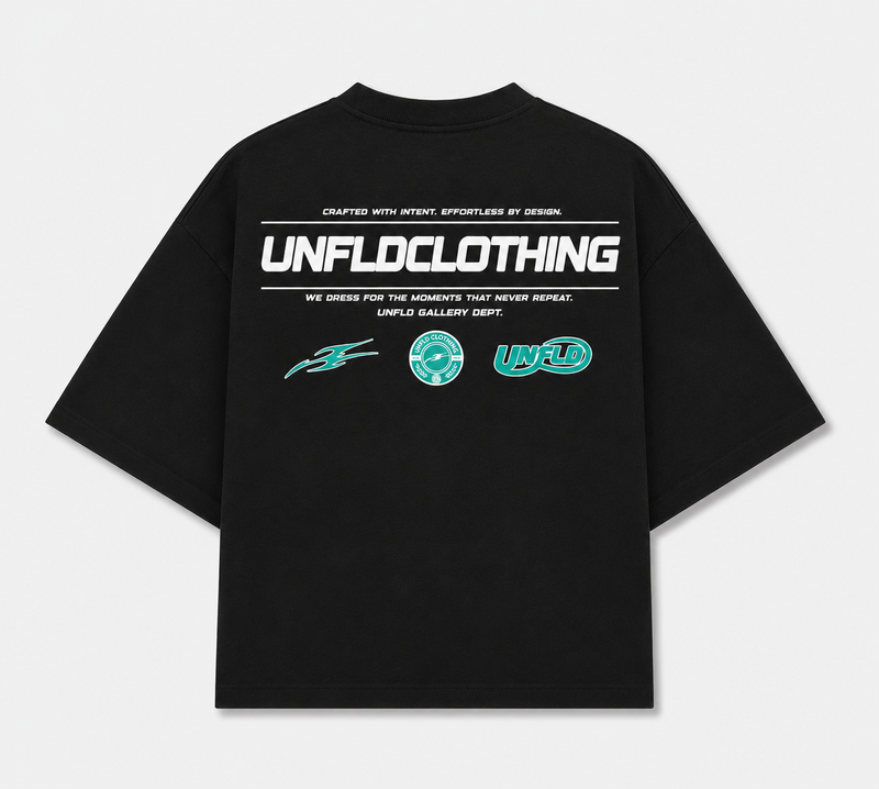 Black Retro Unfld Tee