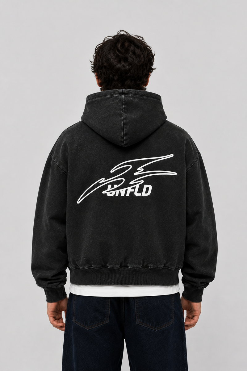 Boxy Black Washed Hoodie