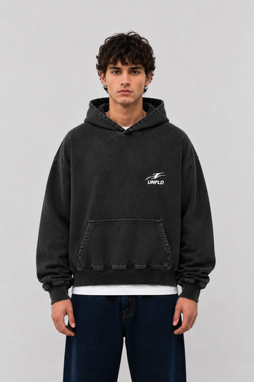 Boxy Black Washed Hoodie