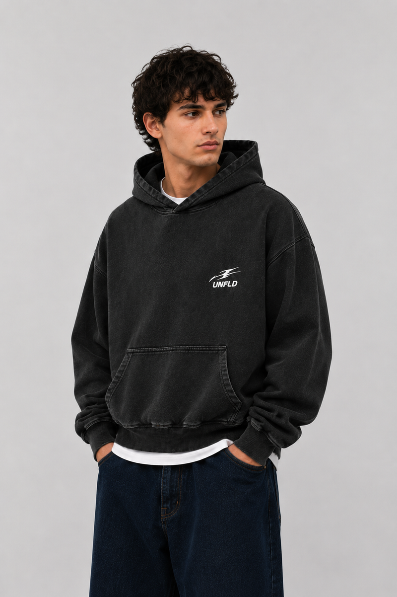 Boxy Black Washed Hoodie