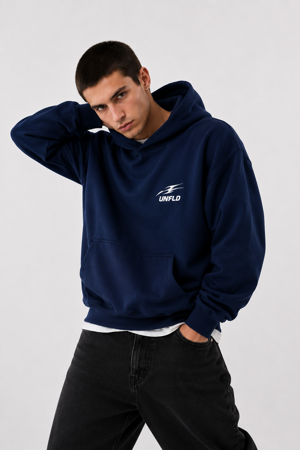 Boxy Dark Blue Hoodie